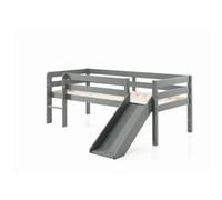 Lit Mi-Hauteur Gris + Toboggan Et Tablette Penderie