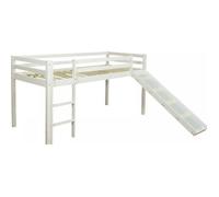 Homestyle4u Lit Mezzanine Enfant 90 x 200 cm en Bois Massif de pin Blanc avec échelle et Toboggan