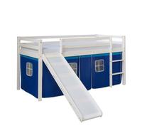 Lit mi-hauteur - HomeStyle4U - 2564 - Bleu - 2 places - Bois massif - Avec toboggan