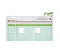 Lit mi-hauteur 90x200 cm sommier rideau vert Vert G