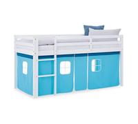 Lit mi-hauteur 90x200 cm rideau bleu