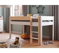 Lit Mi-hauteur Landes Blanc & Bois Massif 90X190