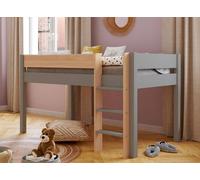 Lit Mi-hauteur Landes Flanelle Et Bois Massif 90X190