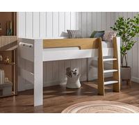 Lit Mi-hauteur London Blanc & Bois 90X190