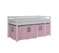 Lit mi-hauteur avec rideaux rose pale