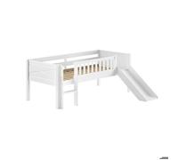 Vipack Lit mi-hauteur Scott avec toboggan et échelle Bois et MDF 90x200 cm blanc