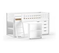 Lit Mi-Hauteur Scott Bureau Bibliothèque Commode Blanc Blanc G