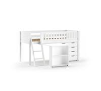 Lit Mi-Hauteur Scott Un Bureau Commode 4 Tiroirs Blanc