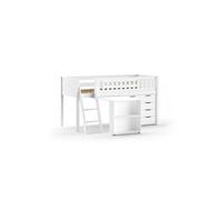 Lit Mi-Hauteur Scott Un Bureau Commode 4 Tiroirs Blanc