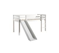 SLEEPY - Lit Mi-Hauteur Tobogan en Pin Laqué Blanc 90x200cm -