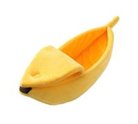 Lit mignon en forme de banane pour chat - Doux et chaud - Pour chiot, chaton - Fournitures confortables pour l'hiver - Espace clos