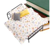 Lit Miniature Maison Meubles - Décoration Rétro Réaliste avec Literie Et Oreiller,Accessoires De Maison Miniature - pour Fille Chambre Pièce Salon Rêve Histoire Déguisement Fête Anniversaire Vie