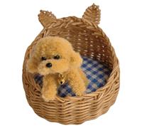 Lit miniature pour animaux domestiques à l'échelle 1/12 pour maisons de poupées, collectionneurs, lit pour chien, accessoire de maison de poupée, petit panier tissé, meubles de collection