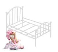 Lit miniature pour maison de poupée - Pièce de lit rétro en métal pour chambre à coucher | Lit de poupée en fer fait à la main avec finition vintage, meubles de taille unique pour villa, crèche et