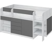 LIT MOBILE CASS. AVEC SMILE DESK P 204x 112x112cm CÔTÉ DROIT BLANC GRAPHITE BRUT