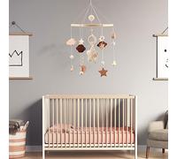 Lit mobile pour bébé - Carillons éoliens - 49 cm - Avec crochet - Étoiles 3D - Sans BPA - Avec cordon - Pour lit bébé garçon et fille - Blanc