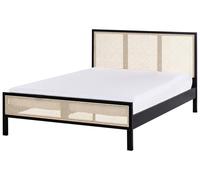 Lit Moderne en Bois de Pin 140 x 200 cm Sommier à Lattes Tête de Lit Tresse Vien