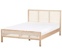 Lit Moderne en Bois de Pin 140 x 200 cm Sommier à Lattes Tête de Lit Tresse Vien