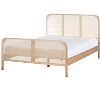Lit Moderne en Bois de Pin 140 x 200 cm Tête de Lit Tresse Viennoise Sommier à L