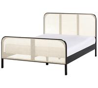 Lit Moderne en Bois de Pin 140 x 200 cm Tête de Lit Tresse Viennoise Sommier à L