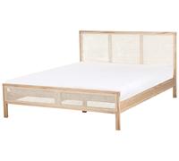Lit Moderne en Bois de Pin 160 x 200 cm Sommier à Lattes Tête de Lit Tresse Vien