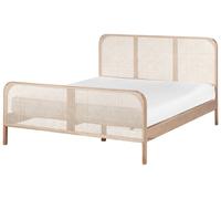 Lit Moderne en Bois de Pin 160 x 200 cm Tête de Lit Tresse Viennoise Sommier à L