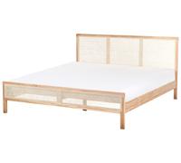 Lit Moderne en Bois de Pin 180 x 200 cm Sommier à Lattes Tête de Lit Tresse Vien