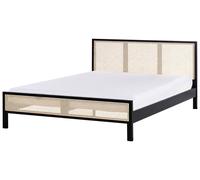 Lit Moderne en Bois de Pin 180 x 200 cm Sommier à Lattes Tête de Lit Tresse Vien