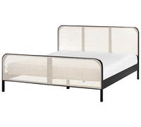 Lit Moderne en Bois de Pin 180 x 200 cm Tête de Lit Tresse Viennoise Sommier à L