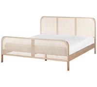 Lit Moderne en Bois de Pin 180 x 200 cm Tête de Lit Tresse Viennoise Sommier à L