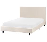 Lit Moderne en Polyester 120 x 200 cm Rembourré Sommier à Lattes Beige Albi