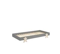 Vipack Lit Fernando 90x200 cm pin massif gris et bois clair (Gris G)