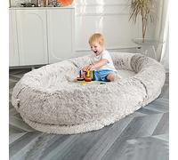 Lit moelleux pour chien avec côtés - Pouf géant avec couverture pour humains, lit en fausse fourrure lavable pour les personnes, les familles et les animaux domestiques