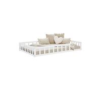 Homestyle4u Lit Montessori 3026 – 120x200 cm, bois blanc, protection anti-chute, matelas+sommier