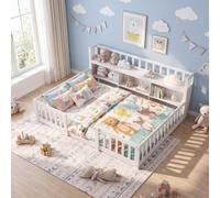 Lit Montessori 140x200 avec Bibliothèque,Cadre Lit Enfant Bois Massif Blanc