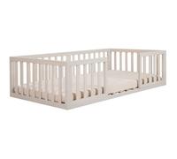 Lit Bébé Montessori au Sol - ROBA - Avec Sommier à Lattes 70 x 140 cm et Protection Antichute Intégrée - Beige