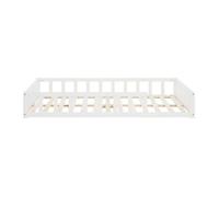 Lit Montessori - HomeStyle4U - 2838 - 120x200 cm - Bois massif blanc - Barrières de sécurité