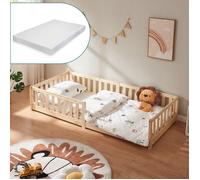 Lit montessori Tanna avec matelas 90 x 200 cm naturel