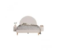 Pack - Lit Adulte & 2 Poufs Bouclés "Moon" 140x200cm Blanc