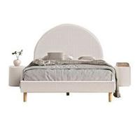 Lit Moon 140x200cm Blanc avec pouf