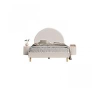 Pack - Lit Adulte & 2 Poufs Bouclés "Moon" 140x200cm Blanc