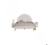 Vipack Pack lit adulte Moon 140x200 cm avec 2 poufs bouclés Blanc