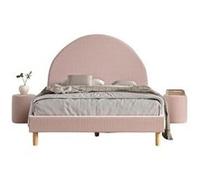 Lit Moon 140x200cm Rose avec pouf Multicolore