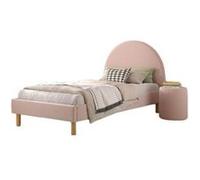 Lit moon 90x200cm rose avec pouf