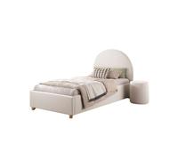 Lit MOON blanc 90x200 - Coffre + pouf assorti