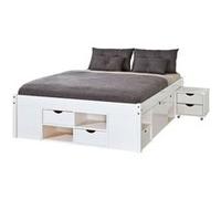 Lit multi-rangement pin massif blanc Jam 140x190 cm