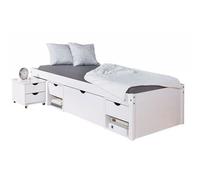 Lit multi-rangement pin massif vernis blanc Jam 90x200 cm