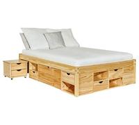 Lit multi-rangement pin massif vernis naturel Klass 140x200 cm