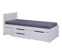 Lit multi-rangements 90x200cm en pin massif coloris blanc - longueur 209 x profondeur 96 x hauteur 90 cm - -