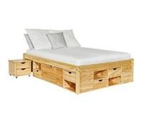 Lit Multi-Rangements "Clark" 160x200cm Naturel Beige, Beige G